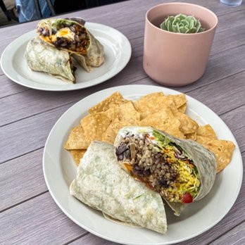 Active Culture - This morning's brunch spread: House Burrito & Breakfast Burrito - Cafes Near Me - Long Beach, California