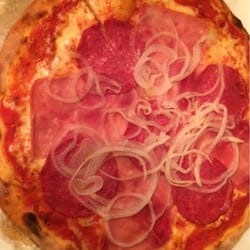 Fabios Pizza Homeservice - Pizza Schinken & Salami mit Zwiebel. Homelieferung am 30.11.2014