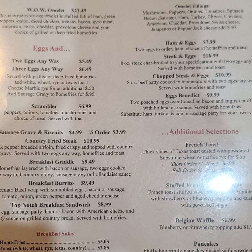 Top Notch Diner - Menu - Diners Near Me - Cortland, Ohio Top Notch Diner - Menu - Diners Near Me - Cortland, Ohio