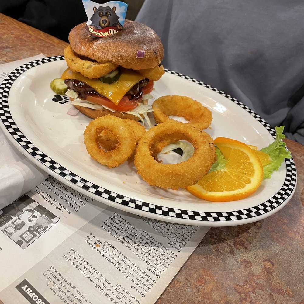 Black Bear Diner American Fork - Western burger with Onion Rings (1580 cals.) - American Near Me - American Fork, Utah