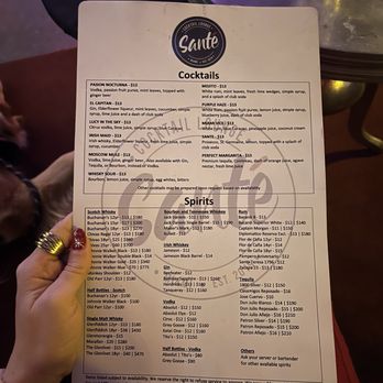Santé Cocktail Lounge - Cocktail/spirits Menú! - Cocktail Bars Near Me - Miami, Florida Santé Cocktail Lounge - Cocktail/spirits Menú! - Cocktail Bars Near Me - Miami, Florida