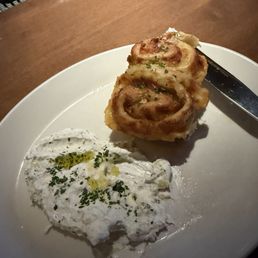 Caramelized onion bread and herb labneh