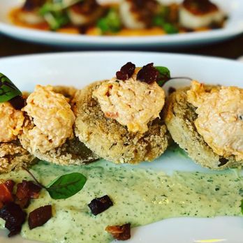 Marker 32 - Fried green tomatoes and scallops - Seafood Near Me - Jacksonville, Florida Marker 32 - Fried green tomatoes and scallops - Seafood Near Me - Jacksonville, Florida