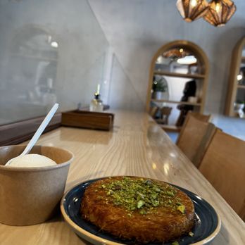 Filo Dessert - Kunafe and booza ice cream (Arabic mastic flavor, an acquired taste) - Desserts Near Me - Orange, California