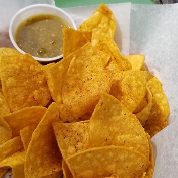 Backyard Taco - Warm chips with verde salsa.  Yum - Mexican Near Me - Edgartown, Massachusetts
