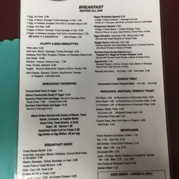 Breakfast menu