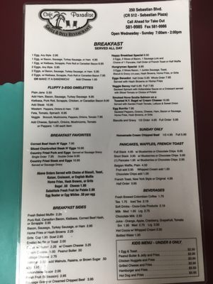 Menu photo 4 Cafe in Paradise Sebastian, FL