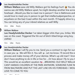 Warthen - owner threatening me online.  Said he want's to record me demise.  Death threat.