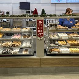  a display of donuts and pastries