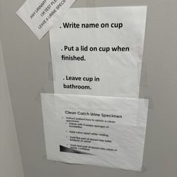 Priority Care Clinics - This is posted in the restroom above the cabinet with no Castile wipes so why aren't they following this process