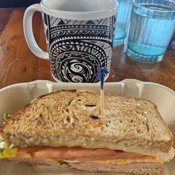 The Coffee Shack - Breakfast sandwich and coconut coffee latte - Coffee & Tea Near Me - Captain Cook, Hawaii