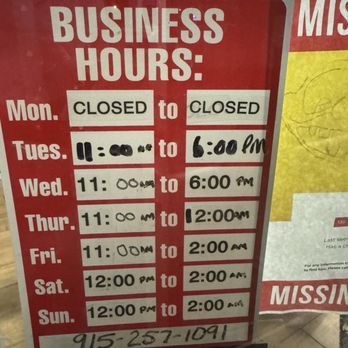 Merengue Restaurant and Bar - Hours posted on door say midnight but door locked and they came and said closed at 10 pm - Dominican Near Me - El Paso, Texas Merengue Restaurant and Bar - Hours posted on door say midnight but door locked and they came and said closed at 10 pm - Dominican Near Me - El Paso, Texas