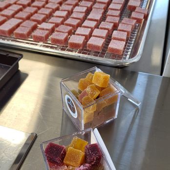 Albert's Petite Sweets - Pâte De Fruit - we got to try these flavors: Passionfruit, Mango, Guava, Calamansi. The tartness and bite is such a nice surprise! - Desserts Near Me - Long Beach, California Albert's Petite Sweets - Pâte De Fruit - we got to try these flavors: Passionfruit, Mango, Guava, Calamansi. The tartness and bite is such a nice surprise! - Desserts Near Me - Long Beach, California