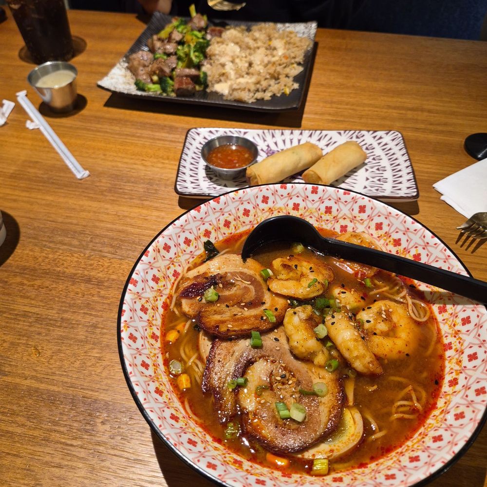 Mirin Fusion Kitchen - Japanese Spicy Ramen with pork belly and shrimp and Hibachi steak and rice. - Pan Asian Near Me - Aiken, South Carolina Mirin Fusion Kitchen - Japanese Spicy Ramen with pork belly and shrimp and Hibachi steak and rice. - Pan Asian Near Me - Aiken, South Carolina