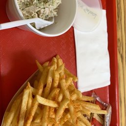 chicken salad and fries chicken salad and fries