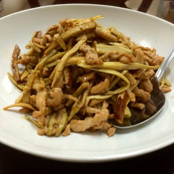 Mama Lee - Pork w/ Baby Bamboo shoot & Dry Bean Curd - Chinese Near Me - Bayside, New York Mama Lee - Pork w/ Baby Bamboo shoot & Dry Bean Curd - Chinese Near Me - Bayside, New York