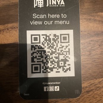 JINYA Ramen Bar - Oviedo - QR code menu - Ramen Near Me - Oviedo, Florida JINYA Ramen Bar - Oviedo - QR code menu - Ramen Near Me - Oviedo, Florida