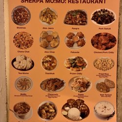 Sherpa Momo - Menu outside restaurant. Yes, they really serve what's here, and yes, it really looks like that!