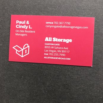 All Storage - Canyon Gate - Business card - Self Storage Near Me - Las Vegas, Nevada