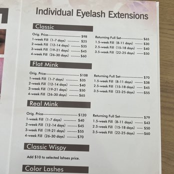 Up Up Lash Beauty - Menu august 2022 - Eyelash Service Near Me - Azusa, California