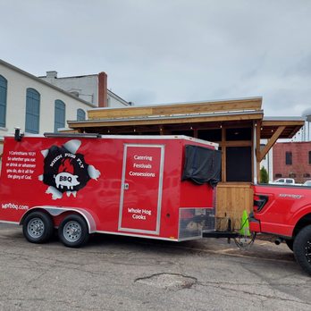 When Pigs Fly BBQ - a red food truck - Barbeque Near Me - Monroe, Georgia