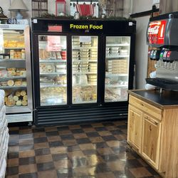 Top of Texas Country Store - A freezer filled with ready-to-bake casseroles and frozen baked goods. Perfect for traveling!