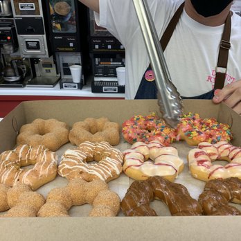 Friendly Donuts - Churro, Raspberry Lemonade. Forgot the other ones. One had guava. - Donuts Near Me - Orange, California