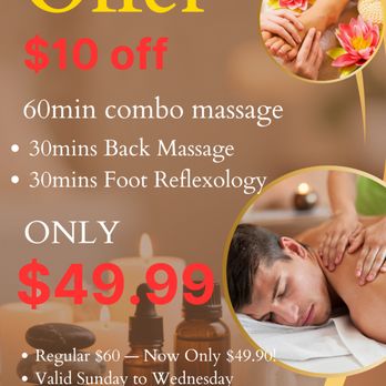 Foot Joy Massage - Valid Sunday to Wednesday
Show this offer in-store to redeem
Cannot be combined with other discounts - Massage Near Me - Mansfield, Texas Foot Joy Massage - Valid Sunday to Wednesday
Show this offer in-store to redeem
Cannot be combined with other discounts - Massage Near Me - Mansfield, Texas