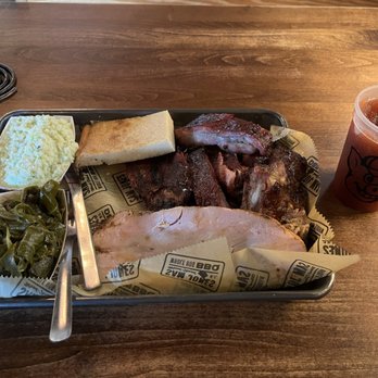 Sam Jones BBQ - 3 Meat Combo: BBQ Ribs, BBQ Pork, Smoked Turkey, Sweet Slaw, cornbread, and collard greens. - Barbeque Near Me - Winterville, North Carolina Sam Jones BBQ - 3 Meat Combo: BBQ Ribs, BBQ Pork, Smoked Turkey, Sweet Slaw, cornbread, and collard greens. - Barbeque Near Me - Winterville, North Carolina