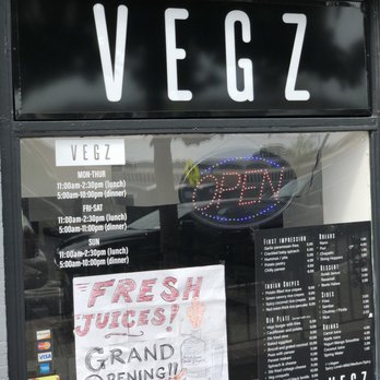 VEGZ - Menu on window - Vegetarian Near Me - Washington, DC, District of Columbia