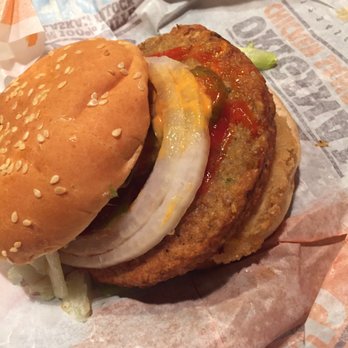 Burger King - Veggie burger I added onion rings plus mustard and buffalo sauce - Fast Food Near Me - Hazle, Pennsylvania