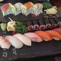 Sushi deluxe and rainbow roll (back) Sushi deluxe and rainbow roll (back)