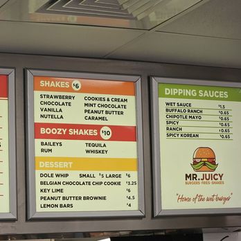 Mr Juicy - Menu - Burgers Near Me - San Antonio, Texas