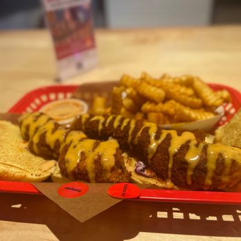 Dave's Hot Chicken - Reaper chicken slider and curly fries... yummm - Chicken Shop Near Me - Toronto, Ontario