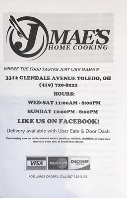 Menu photo 4 J Mae's Home Cooking Toledo, OH
