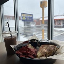 Cafe Edesia - Buffalo Chicken Panini Peppermint Patty ice coffee