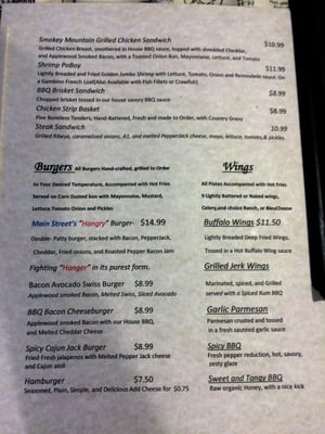 Menu photo 3 Main Street Restaurant Gilliam, LA
