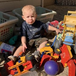 Merced Montessori School - Playing on his first day!
