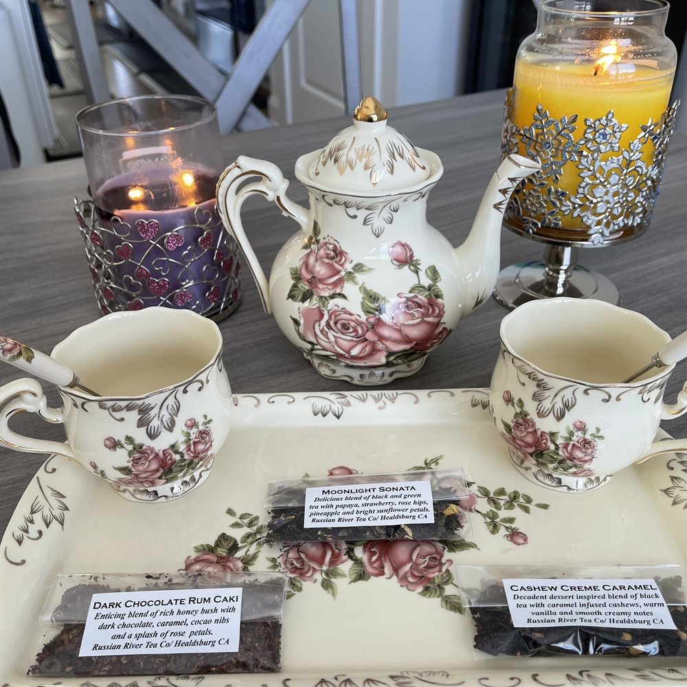 Russian River Tea Company - Teas we sampled on a virtual tea tasting zoom. - Tea Rooms Near Me - Healdsburg, California Russian River Tea Company - Teas we sampled on a virtual tea tasting zoom. - Tea Rooms Near Me - Healdsburg, California
