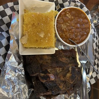 SNS Diner BBQ - Half rack beef ribs with side of smoked beans and corn bread with honey butter - Diners Near Me - North Las Vegas, Nevada SNS Diner BBQ - Half rack beef ribs with side of smoked beans and corn bread with honey butter - Diners Near Me - North Las Vegas, Nevada
