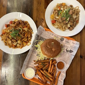 Cafe HwaSan - Chicken Spicy Yaki-Udon Garlic Soy Chicken Yaki-Udon Crispy Chicken Burger - Korean Near Me - Plano, Texas Cafe HwaSan - Chicken Spicy Yaki-Udon Garlic Soy Chicken Yaki-Udon Crispy Chicken Burger - Korean Near Me - Plano, Texas
