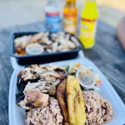 Kings & Queens - Jerk chicken and Jamaican bowl.  The difference is bone-in or boneless chicken.