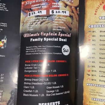 Captain Crab - Menu as of 2/4/24 - Seafood Near Me - Elk Grove, California