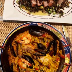 Paella and duck