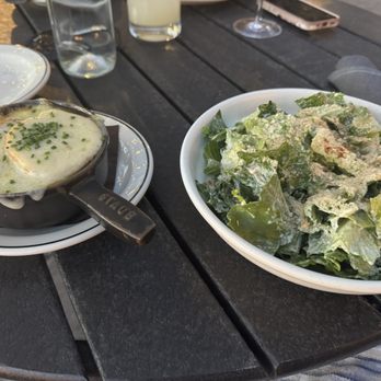 Brasserie 7452 - Caesar salad and French onion soup - Cocktail Bars Near Me - Park City, Utah