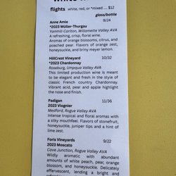 The Tasting Room - White wines, flight board (starred are the mixed wine board wines)