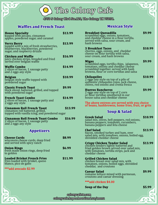 Menu photo 4 The Colony Cafe The Colony, TX