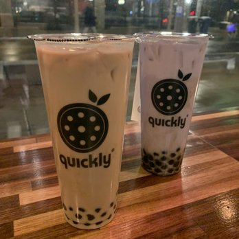 Quickly - Ann Arbor - Black Milk tea with pearls and Taro Milk Tea with pearls - Bubble Tea Near Me - Ann Arbor, Michigan