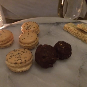 Gracie's - French macaroons: lemon poppy (perfect!), dark chocolate hazelnut truffle (rich, not too sweet), chamomile shortbread (not my fave, too dry) - New American Near Me - Providence, Rhode Island Gracie's - French macaroons: lemon poppy (perfect!), dark chocolate hazelnut truffle (rich, not too sweet), chamomile shortbread (not my fave, too dry) - New American Near Me - Providence, Rhode Island