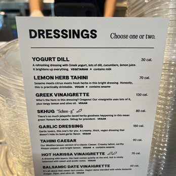 CAVA - Dressings - Salad Near Me - Tampa, Florida